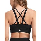 Yvette Criss Cross Back Padded Strappy U NeckYoga Sports Bras with Removable Cups Light Support Wireless Bra Cropped Tank Top