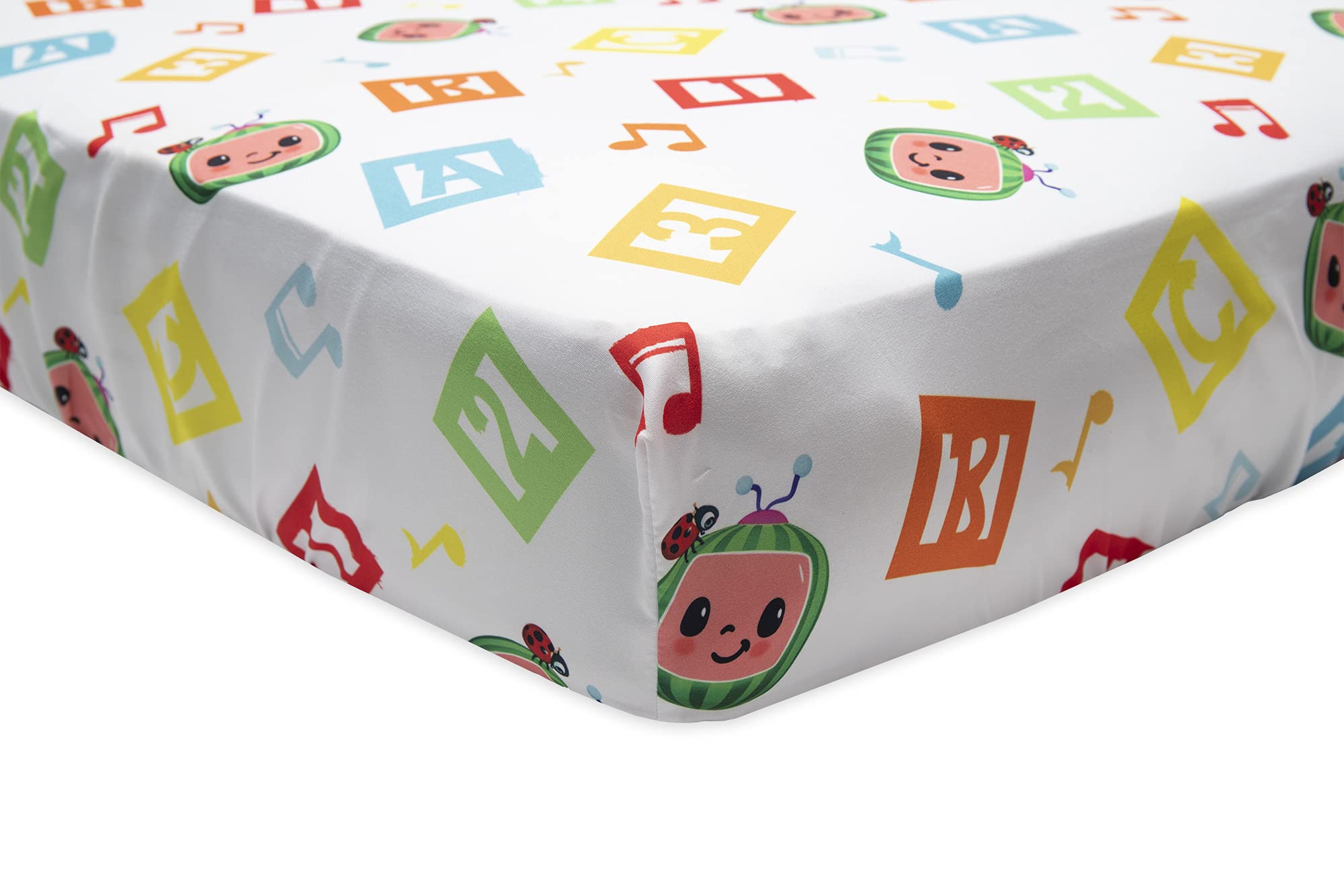 Photo 1 of CoComelon Sheet Set - Fits Toddler Bed or Crib Mattress - Fitted Sheet and Pillow Case, White + Green
