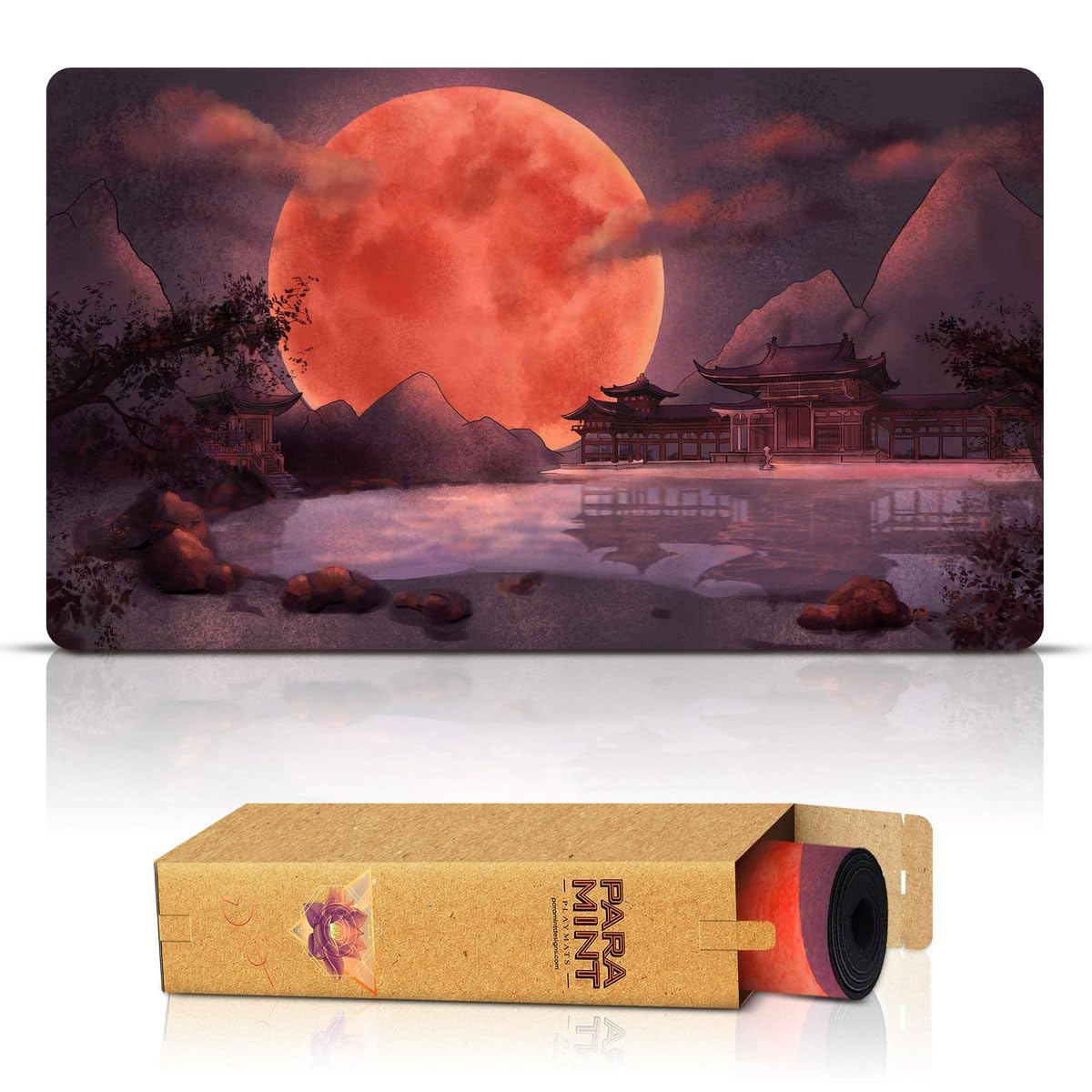 Paramint Blood Moon Shinto Temple (Stitched) - MTG Playmat - Compatible with Magic the Gathering Playmat - Play MTG, YuGiOh, TCG - Original Play Mat Art Designs & Accessories
