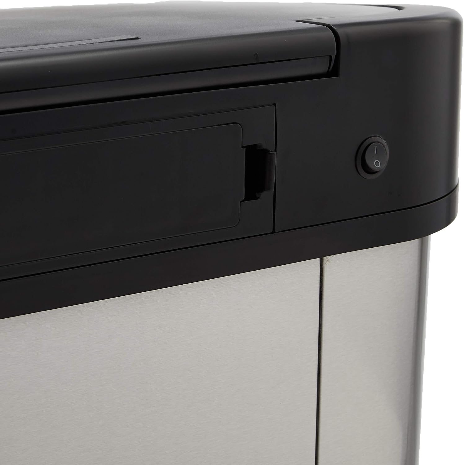 Amazon Basics Rectangular Stainless Steel 60L Dustbin with Hands-Free Motion Sensor, Black, Silver, 60-Liter - Image 5