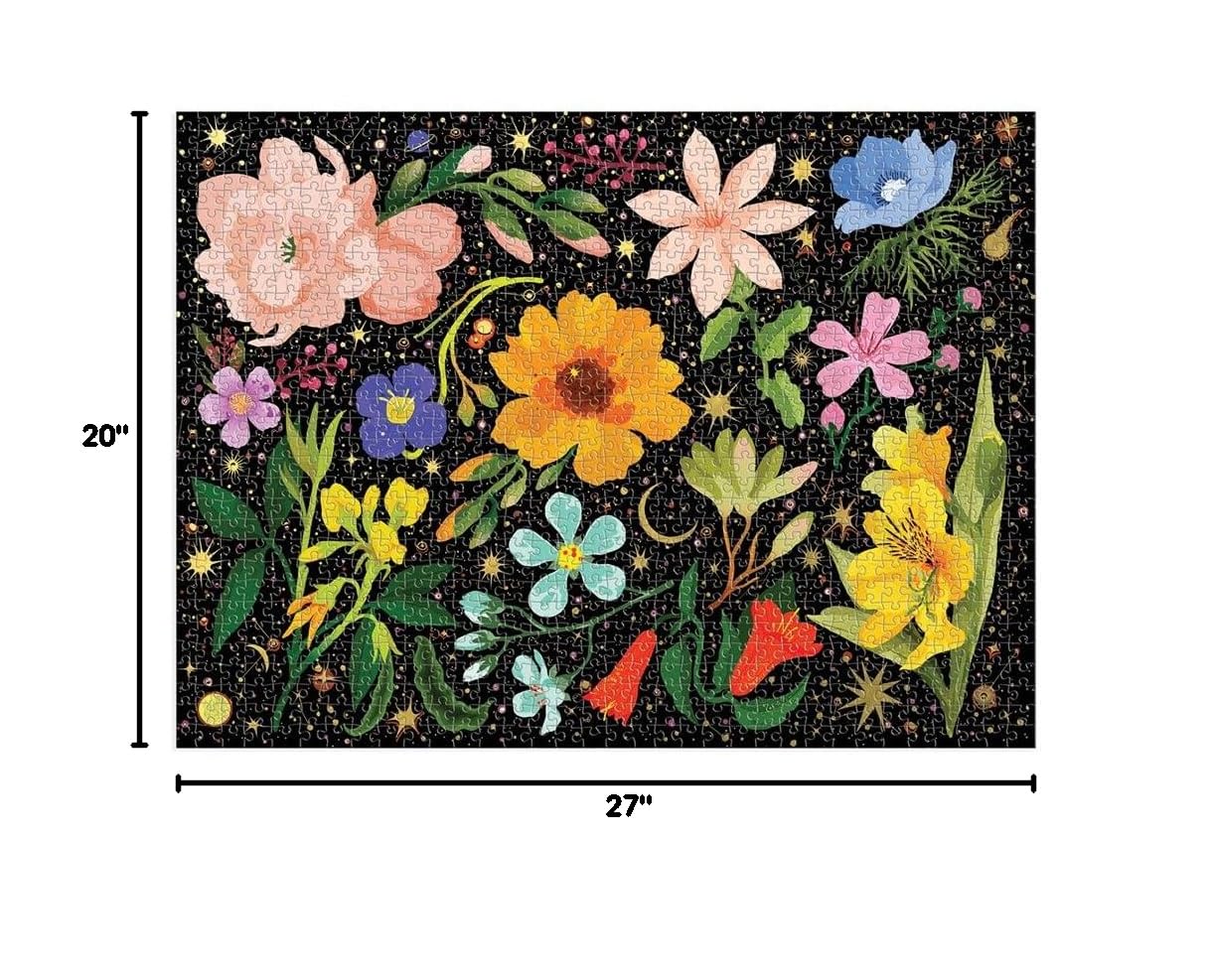 Galison Intergalactic Flora 1000 Piece Foil Puzzle from Galison - 1,000 Piece Foil Puzzle, Cosmic Floral Artwork from EurekartStudio, Thick and Sturdy Pieces, Makes a Great Gift