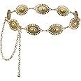 Topbuti Western Oval Concho Chain Belt for Women Metal Waist Chain Belt for Dresses Jeans Western Cowgirl