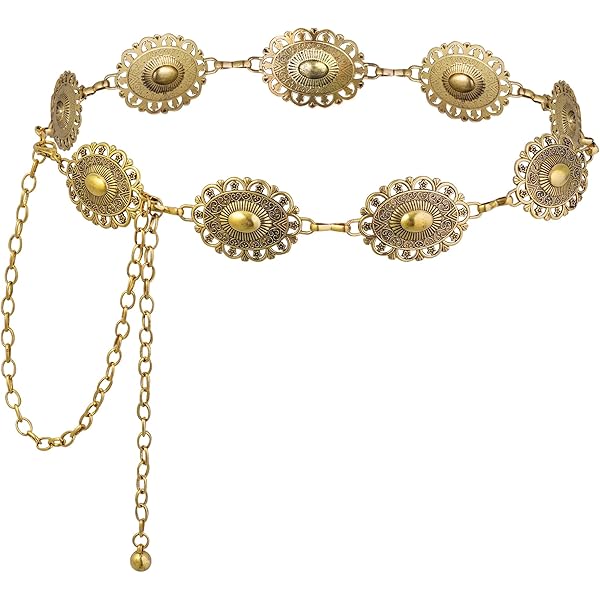 Western Metal Concho Belt for Women Boho Waist Belt  display picture 3