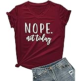 DANVOUY Women's V-Neck Cute Tees Funny Letter Printed T Shirt Graphic Tops