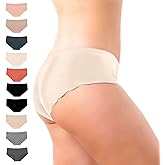 Pretty Sweet Intimates Women’s Seamless Cheeky Bikini Underwear, Pack of 10- Laser Cut, No Show Cheeky Panties with Lace