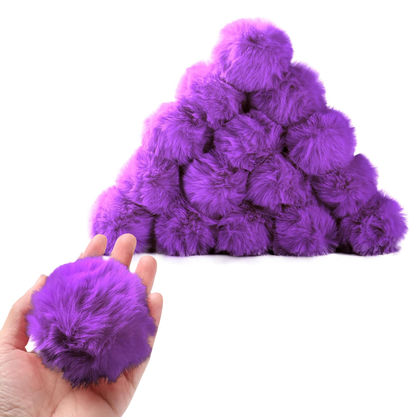Craft Pom Pom Balls,Large Black Poms Costume Accessory, Pom pom Balls for Arts and DIY Creative Crafts Decorations,Purple,3 Inches,20 Pieces. — image 1