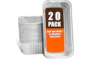 MOASKER Grease Tray Liner for Members Mark 4-Burner & Pro-Series 5-Burner Flat Top Gas Griddle Drip Pan Accessories, Disposable Grease Container for SAMS Club 36" Griddle Aluminum Foil Liner, 20 Pack