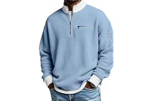 2026 Men's Casual Fashion Up Collar Contrasting Zipper Sweatshirt, Men's Casual Sweatshirt Pullover Sweater