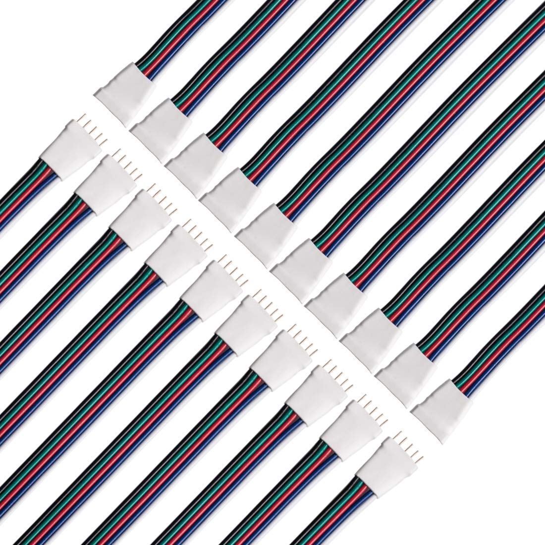 BTF-LIGHTING 10 Pairs 5pin SM JST Male/Female 15cm Connector Wire Cable for Flexible 5050 RGBW RGBWW LED Strip Light