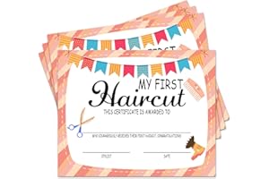 JIRIM-BEUTY 25 Kids First Haircut Certificate Little Boy's Little Gilr's First Haircut Souvenir Certificate Milestone Marker First Haircut Award for Hair Salon 8 x10 Inches