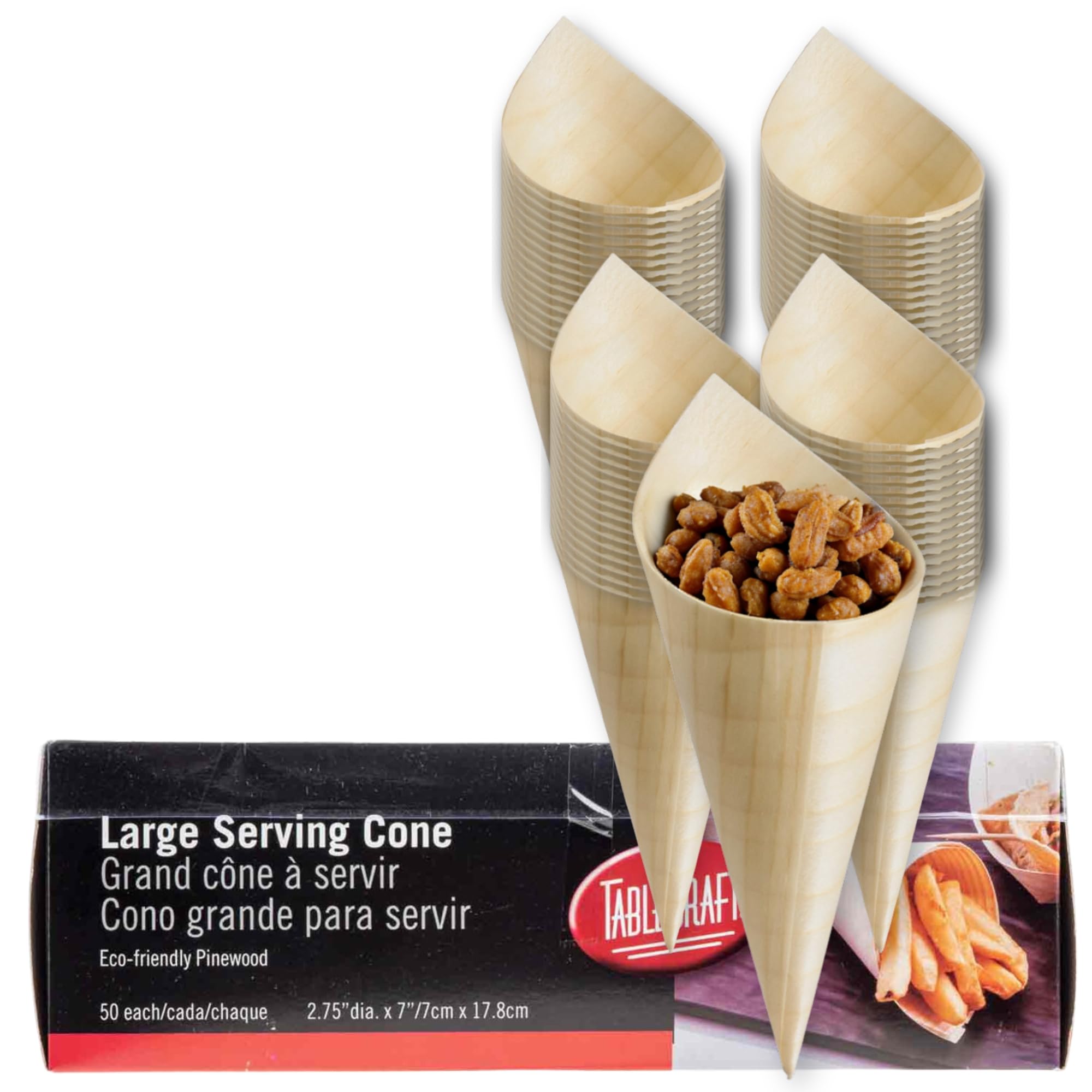 Tablecraft Disposable Serving Cone, Bamboo, Multi-Colour, 2.75" dia. x 7" / 7cm x 17.8cm