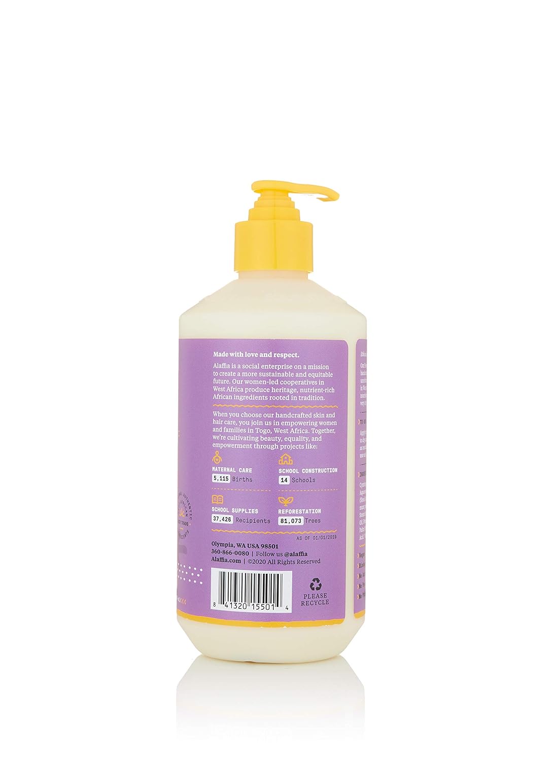 Alaffia EveryDay Shea Body Lotion - Normal to Very Dry Skin, Moisturizing Support for Hydrated, Soft, and Supple Skin with Shea Butter and Lemongrass, Fair Trade, Lavender, 16 Ounces : Beauty