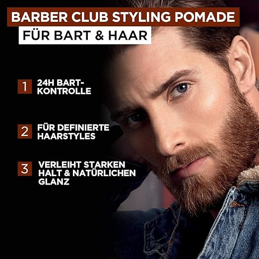l oreal men expert barber club beard and hair styling pomade for variable hold gives natural finish and beard styles with cedarwood oil 75 ml