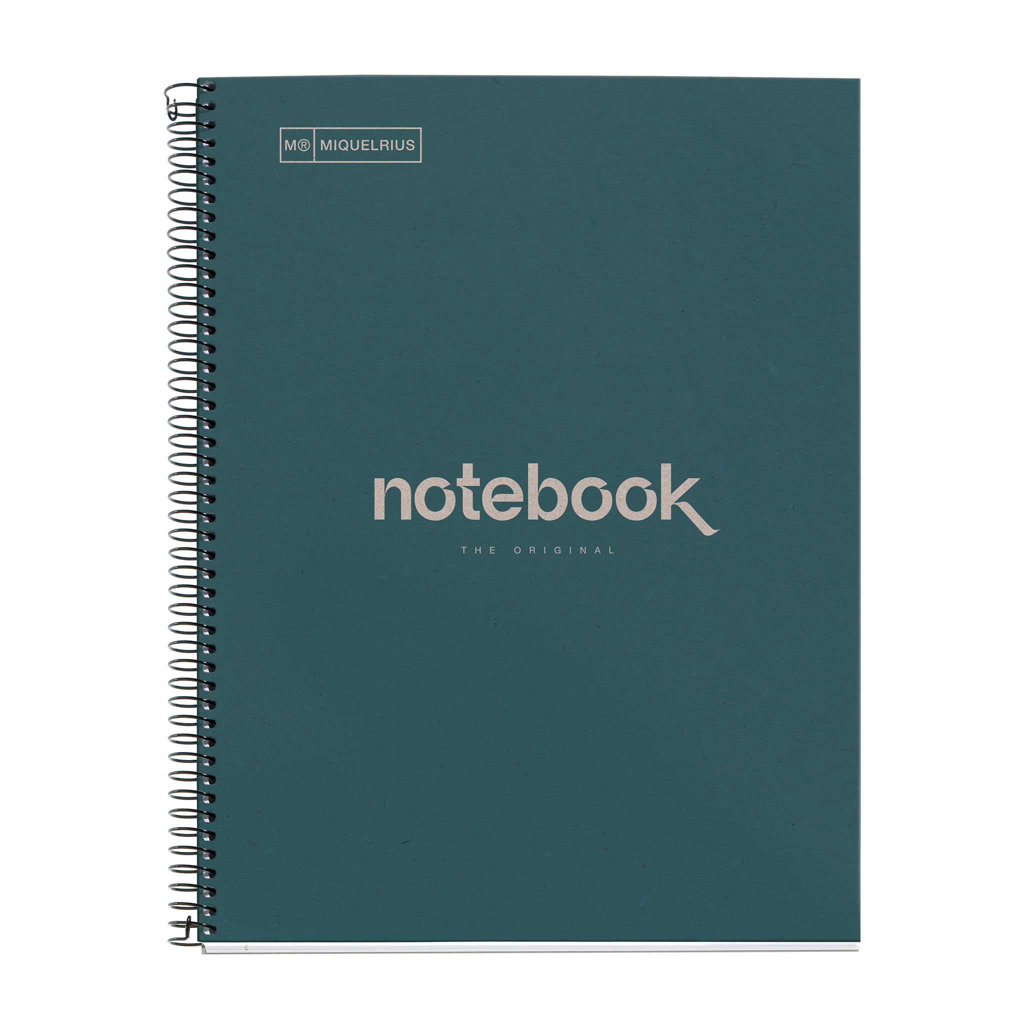 Miquelrius - Recycled Notebook A4-80 Sheets 80 g - Stripes 7 mm - 1 Color Strip - Recycled Cardboard Lid - Eco Marine Color