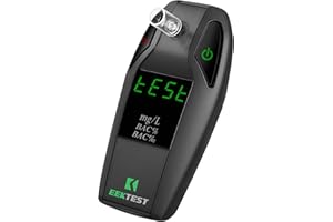 EEKTEST Breathalyzer High-Precision Portable Alcohol Tester with USB Charging, LCD Display, 10 Mouthpieces & Carrying Case (Black 1)