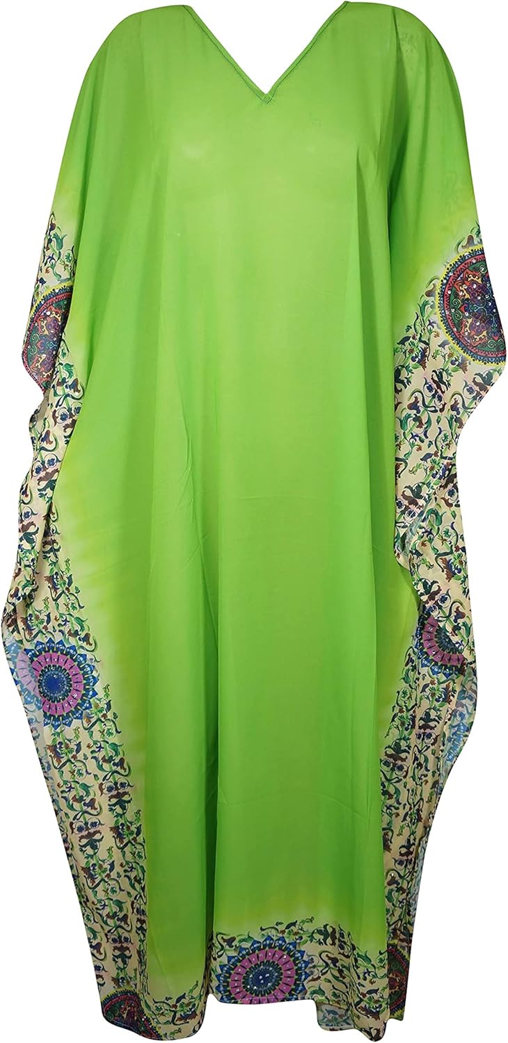 Indiatrendzs Womens Maxi Bohemian Kaftan Green Kaftan Beach