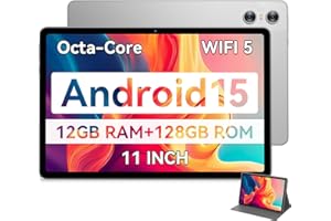 SVITOO Android Tablet, 11 inch Android 15 Tablet 2025, Octa-Core, 12GB RAM 128GB Storage 1TB Expandable, 13MP Dual Cameras 5MP Front, 8000mAh, GPS, Dual Speakers, Face Unlock, WiFi 5 BT5.0 - Gray