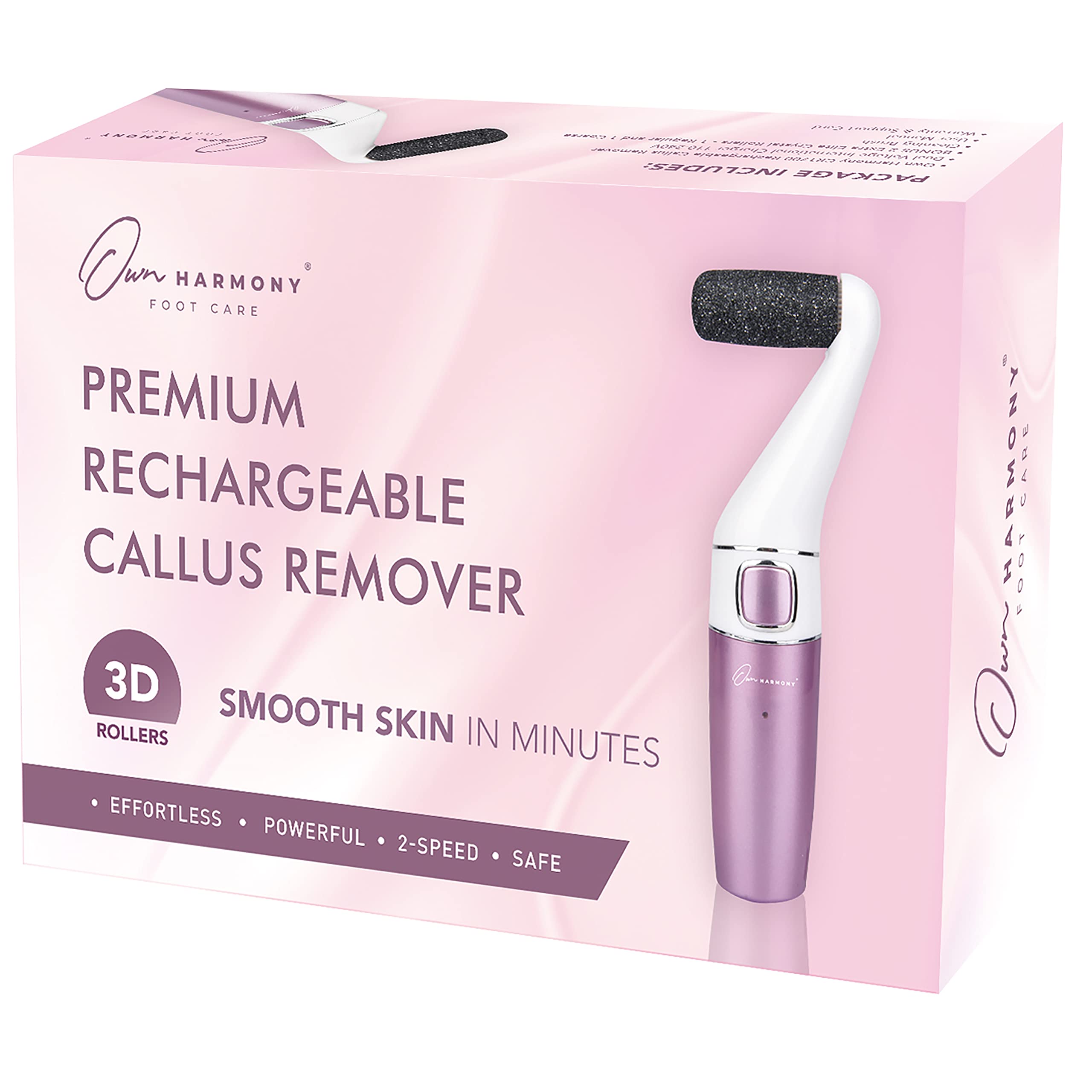 Electric Hard Skin Remover Rechargeable: Own Harmony Professional Pedicure Tools - CR1700 Best Electronic Foot File Sander - Perfect Pedi for Callus Removal and Dry Cracked Heels Feet Care (USB Cord)