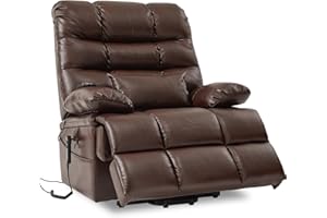 DYNOX 400lbs Lift Chairs for Big & Tall Seniors Power Lay Flat Recliner Extra Large Wide Oversized Lift Sofa with Heat Massage Electric Lift Recliner Chair Bed(9205,Faux Leather, Dark Brown)
