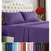 Utopia Bedding Queen Size Sheet Set – 4 Piece Bed Sheets, Soft and Breathable Microfiber, Includes 1 Fitted Sheet, 1 Flat Sheet and 2 Pillowcases – Oeko Tex (Eggplant)