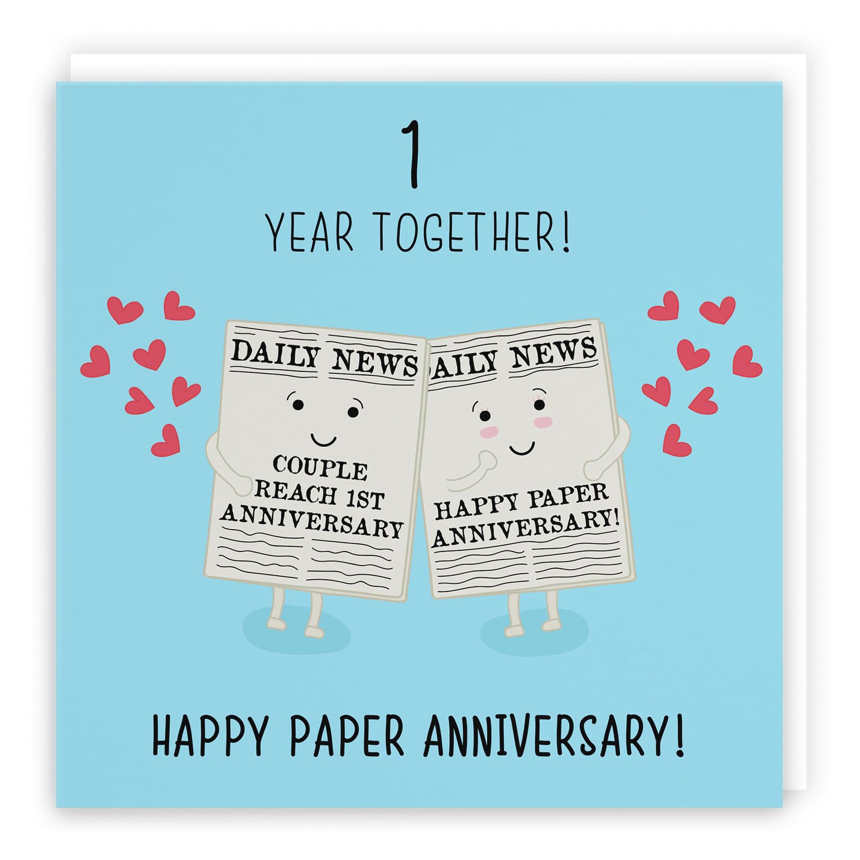 Hunts England - Large 1st Wedding Anniversary Card - Large Size - Paper Anniversary - Iconic Collection - Large - 210 x 210 mm - 1 Year Cute Anniversary Card For Him, Her, Couples, etc.
