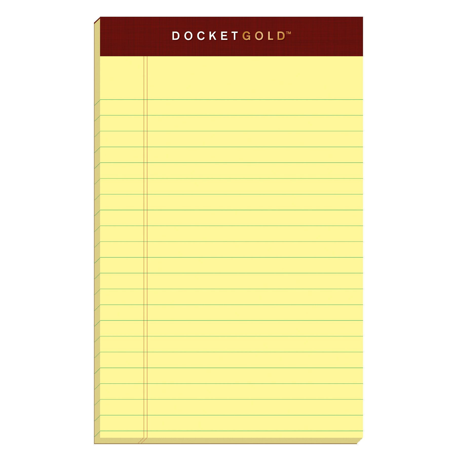 Tops Docket Gold Writing Pads, 5" x 8", Jr. Legal Rule, Canary Paper, 50 Sheets, 6 Pack (99704)
