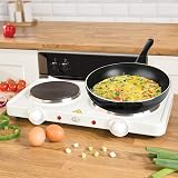 Quest 35250 Electric Twin Hob Hot Plate 1000W 1500W 5 Settings White view 2