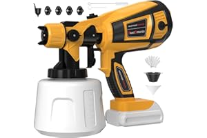 MIRRORZONE Cordless Paint Sprayer 30000RPM High Speed for Dewalt 20V MAX Battery 1400ml High Capacity Container Spray Paint Gun 4 Nozzles and 3 Patterns for Home Interior Exterior Small Paint Gift (Tool Only)