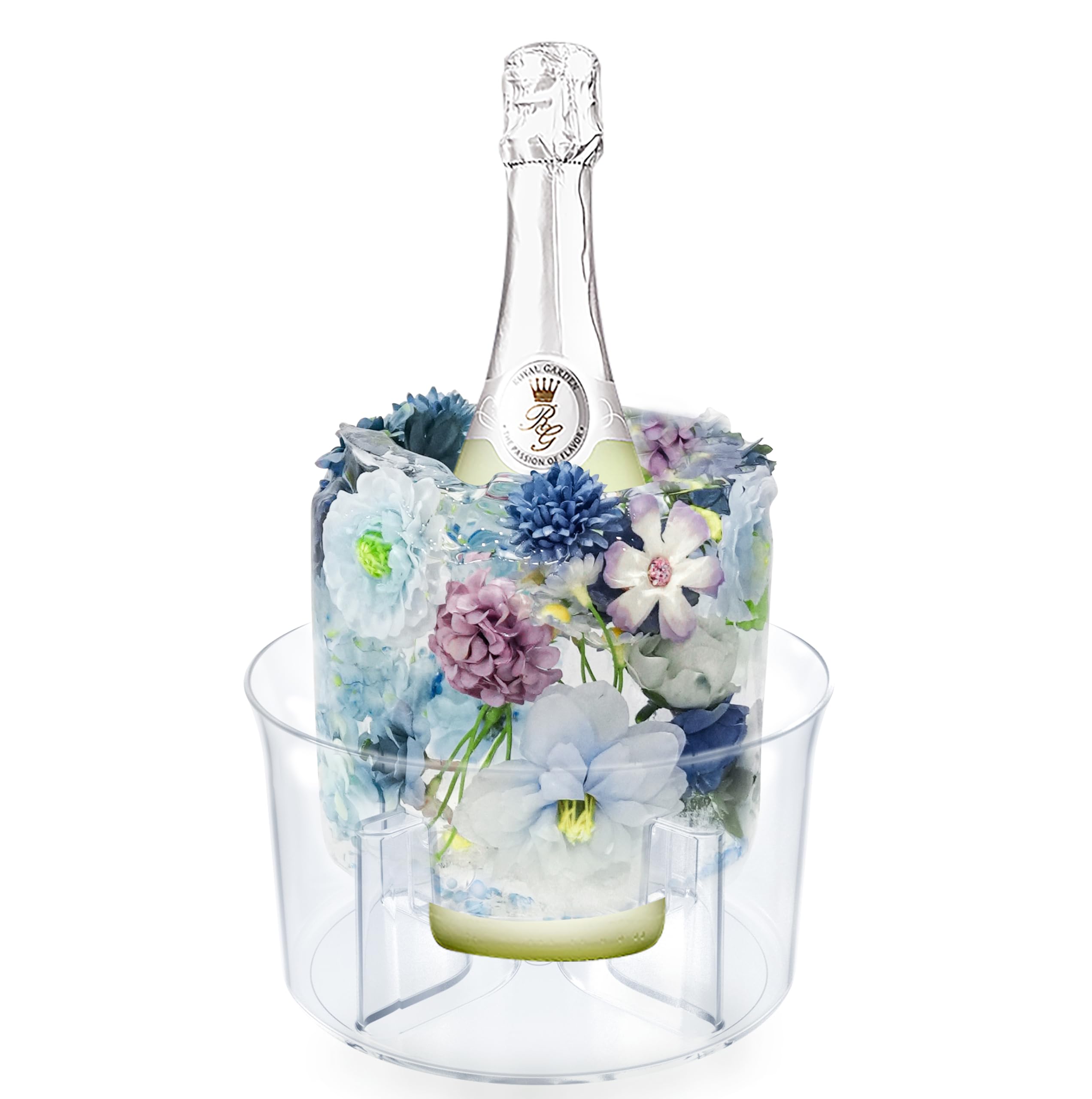 Photo 1 of Ice Molds, Ice Bucket, Ice Mold Wine Bottle Chiller, DIY Champagne Cocktails Clear Bucket Freezer Chiller, Any Floral or Fruits Decoration for Party, Wedding and Celebration, Beautiful with Creative
