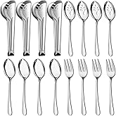 Pleafind 16 PCS Stainless Steel Serving Utensils Set With Spoons, Slotted Spoons, Forks and Tongs for Parties, Buffet, Banque