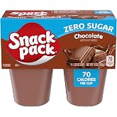 Snack Pack Zero Sugar Chocolate Flavored Pudding Cups, 3.25 oz., 4-Count | 0g added sugar; 30% fewer calories than regular Snack Pack Chocolate Pudding Cups; great for lunchboxes &amp; after-school