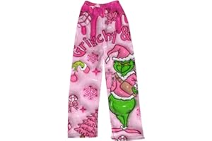 ZXCTKA Flannel Pajama Pants Women Christmas Pajamas Pant Funny Holiday Elastic Waist Loose Fit Wide Leg Pj Bottoms