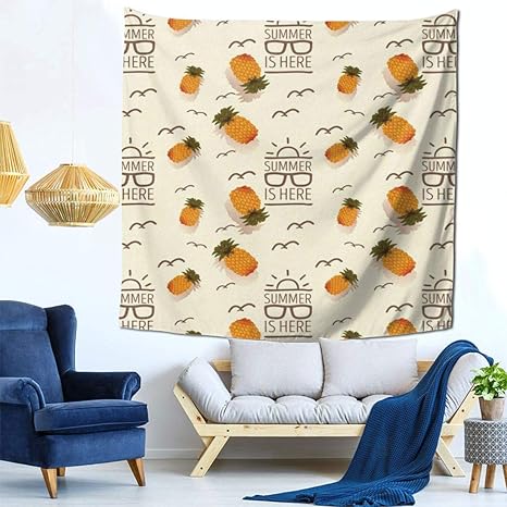 Amazon Co Jp 涼しい夏のパイナップルタペストリー 壁掛け おしゃれ 壁飾り 多機能壁掛け ファブリック 装飾用品 おしゃれ モダンなアート 模様替え 部屋 窓カーテン 個性ギフト 新居祝い150ｘ150cm ホーム キッチン