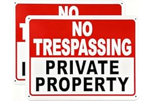 LYDIA'S DEAL 2 Pack No Trespassing Signs Private Property – 10x7 Inch Rust-Free Aluminum, UV Printed, Reflective Coating, Weatherproof & Easy to Mount, High Visibility No Trespassing Sign for Home or Business