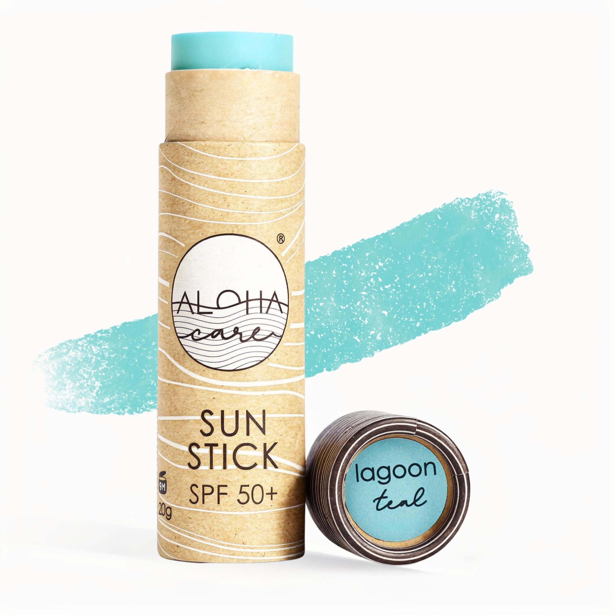 Aloha Sun SPF 50+ Mineral Stick | Ideal for Water Sports & Surfing | Face Sunscreen With Zinc Alternative | 20g - Teal