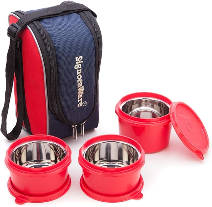 Buy Signoraware Stainless Steel Executive Microsafe Steel 3 Tier Lunch