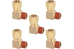 HASAOMOI 5PCS Air Brake Nylon Tubing Brass 90 Degree Union Elbow Joint DOT Approved 3/8" Tube OD x 1/4" NPT Thread Air Line Adapter Air Suspension Kit for Truck Trailers and Air Brake System