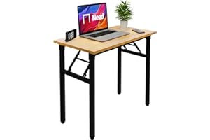 Need Folding Desk Small Desk 31 1/2" No Assembly Foldable Computer Desk for Small Space/Home Office/Dormitory,Teak&Black Fram