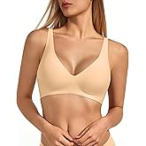 VQJ Women's Wireless Soft Jelly Push Up Bra with Deep V Plunge & Light Support, No Underwire Comfort Everyday Bralette