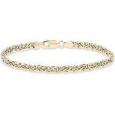 Miabella Italian 925 Sterling Silver or 18K Gold Plated 4mm Byzantine Link Chain Anklet Ankle Bracelet for Women, Made in Italy