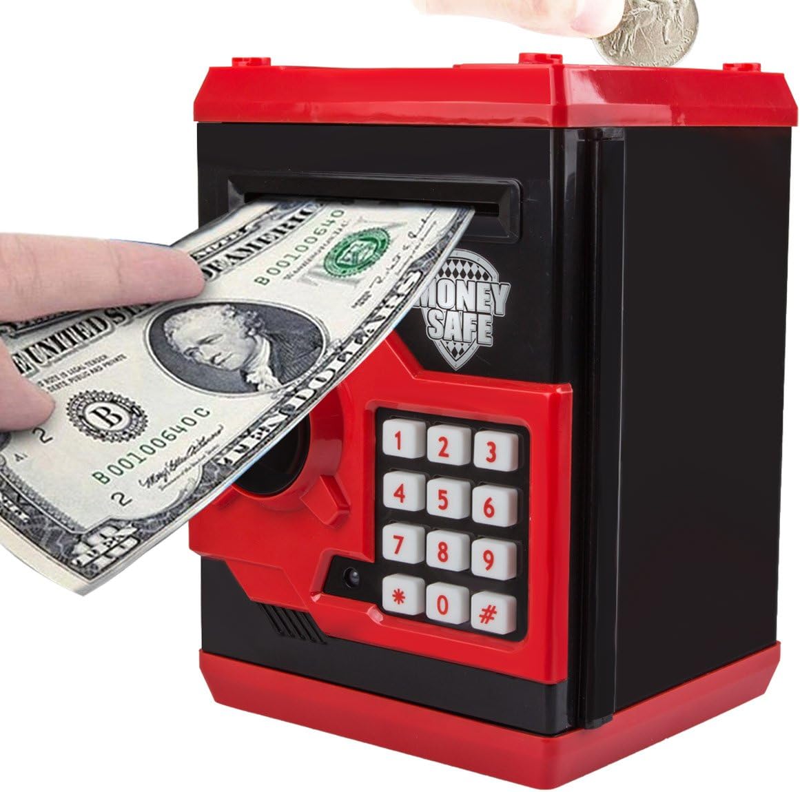 CBTONE Cartoon Password Piggy Bank, Electronic Money Bank, Coin Cash Can, Mini ATM Box for Kids Children - Great for Toy Gifts Birthday Gift (Black)