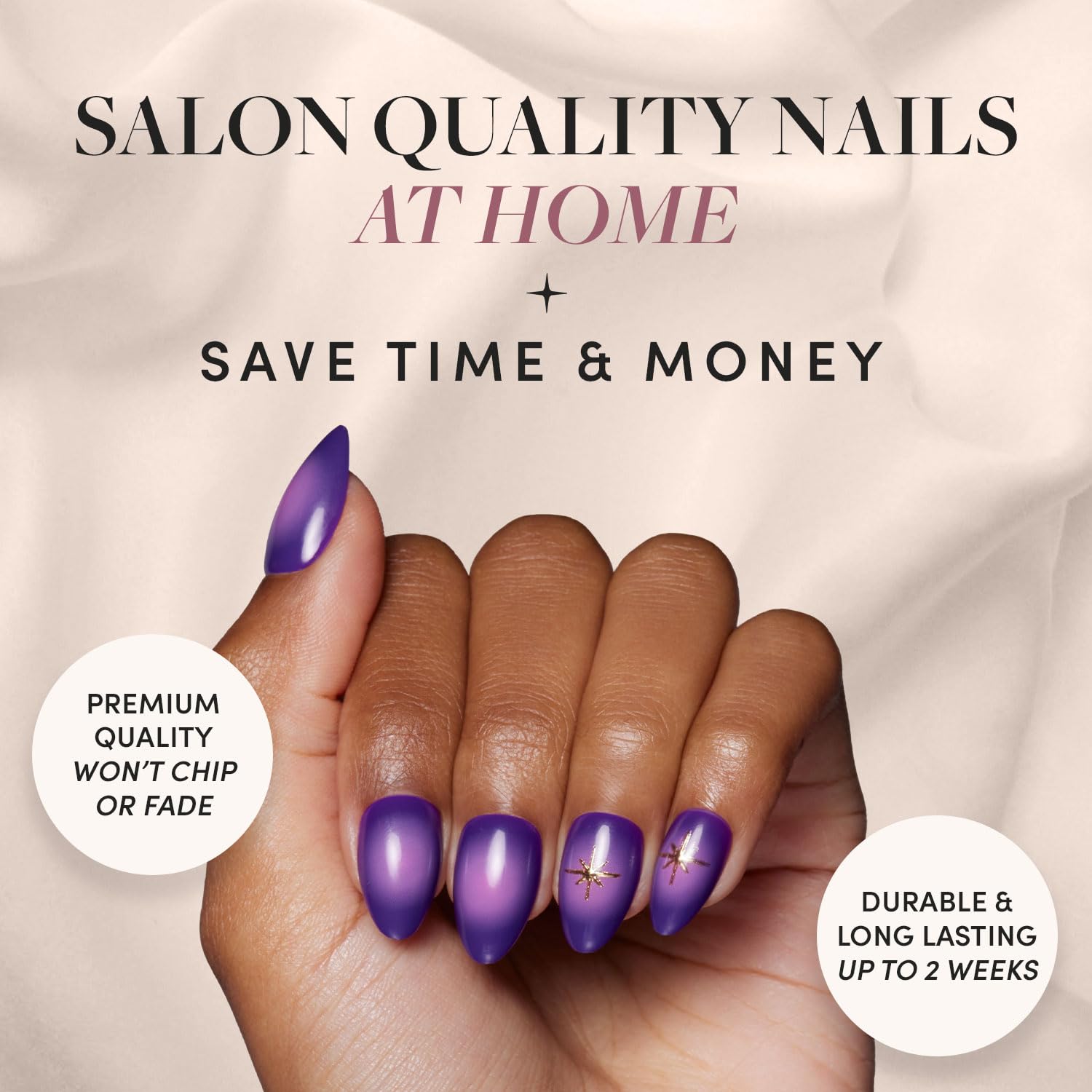 Glamnetic Press On Nails - Tarot | Short Almond Purple Nails with Ombre Design, Reusable Stick On Fake Nails with Glue | Salon Quality | 15 Sizes - 30 Nail Kit - Image 2