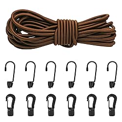 1/4" Bungee Shock Cords with Hooks, 32 Feet Elastic
