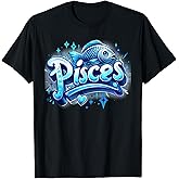 Blue Pisces Zodiac Star Sign T-Shirt