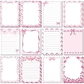 Chiisong 12 Pcs Pink Bow Sticky Notes Coquette Bowknot Self Adhesive Notepad Removable Memo Pad Pink Bow Party Supplies for Home Office Decor Birthday Wedding Bachelorette Party Decorations