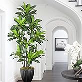 Artificial Dracaena Tree 7FT(84in) Tall Fake Plant with Realistic Green Leaves, Faux Floor Potted Artificial Trees for Home Office Living Room Decor Indoor (7feet,1 Pack)