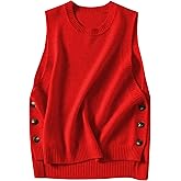 HangNiFang Women's Round Neck Sleeveless Pullover Ribbed Knit Sweater Vest Top