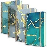 Marble A5 Spiral Notebook, 4 Pack 5.7x8.3&rdquo; Hardcover Spiral Journals | 160 Lined Pages Notebooks for Work, Cute Notebooks A5 Journal for Women,Journals for Study and Notes