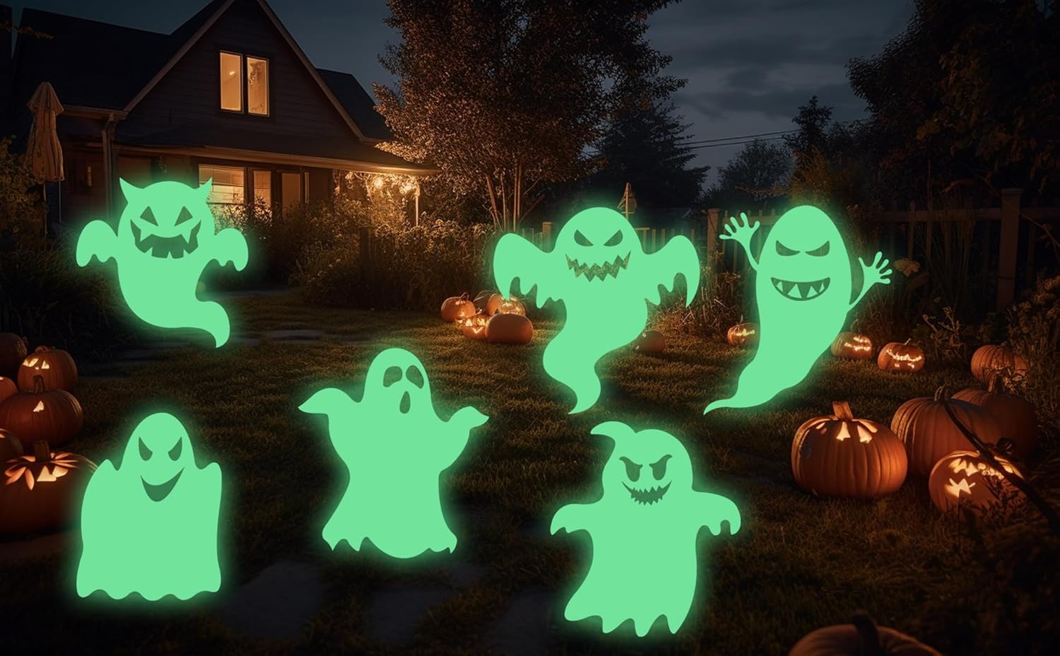 Yard Signs - 6 Halloween Yard Signs Glow in Dark，Glowing Ghost Stand Sign Halloween Decoration for Outdoor Yard Lawn Garden，Waterproof and Firm