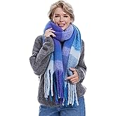 MissShorthair Oversized Chunky Blanket Scarf for Women Winter Warm Colorful Big Scarfs Plaid Thick Scarves Soft Fluffy Shawl